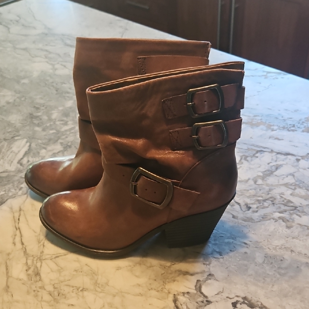 Lucky Brand Brown Heeled Boots with Buckles